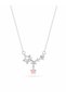 316L Steel Chain Silver Color Star Figured Zircon Stone Women's Necklace |   Pink Enamel Star Detail