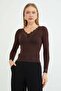 Sleeves and Collar Lace Pieces Sheer Blouse - 2