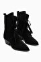 Beth Genuine Leather Black Suede Lace Detailed Summer Western Women's Boots - 3