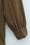 V Model Piece Detail Crepe Shirt - Brown - 3