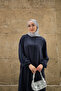 Women's Shirt Collar Midi Length Long Shirt Suit Navy Blue - 3