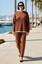 Women's Large Size Oversize Knitwear Set Crew Neck Long Sleeve Drop Shoulder Relaxed Cut Casual Modern
