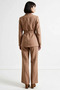 Women's Plus Size Jacket Lapel Belted Woven Suit Long Sleeve Shirt Pants Relaxed Fit Casual - 5