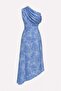 Shiny Textured Dress in Blue - 4
