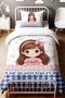 Blue Plaid Spring Patterned Single Baby Kids Duvet Cover Set - 2