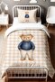 Boy's Teddy Patterned Single Baby Kids Bedding Set - 2
