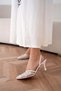 Faby Sequin Stone Embroidery Detailed White Women's Heeled Shoes - 4