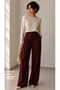 Women's Crepe Front-Washed Fabric Pleated Wide-Leg Trousers - 2