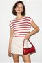 Women's Ecru Red Boat Neck Bat Sleeve Mercerized Cotton Knitwear Blouse Tk261058 60286223
