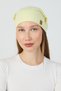 Women's Light Yellow, Rope Detailed Special Design 4 Season Hat Beanie Buff - Ultra Soft Natural Combed Cotton