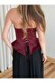 Burgundy Bustier with Back Rope Detail - 8507 - 4