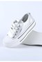 Women's Imported Thick Sole Ribbon Lace-Up Stoned Patent Leather Sports Shoes & Sneakers White - 4