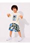 Boy's Palm Tree Printed Shorts Set Cream Color Summer 2-Piece Set - 4