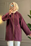 6406 - Comfortable Zippered Pocket Hooded Long Cap with Hood Detail - 4