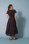 Pleated and Laced Dress Brown - 4