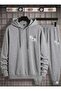 Black and Gray Hooded Black Printed Sweat Unisex Set