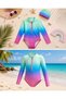 Girl's sunset surf long sleeve zippered sun protection swimsuit - bonnet set - 2