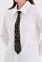 Women's Safety Pin Detailed Adjustable Design Tie Standard Black