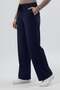 Lycra Dark Navy Blue Wide Leg Scrubs Pants - 2