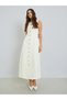 Cream Sleeveless Maxi Dress with Button Detail