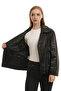 Black 132 Natural Leather Women's Leather Coat - 5