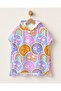 Rainbow Patterned Children's Poncho Towel Hooded Sea Beach Pool Poncho