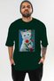 For the Sake of Cat Love 115 Front Cat Printed Green Oversize T-Shirt 100% Cotton Unisex Cat Lover Premium Design - 2