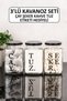 Set of 3 1-Liter Decorative Glass Jars Tea Sugar Coffee Salt Storage Container with Metal Lids and Labels - 2