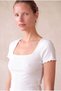 Women's White 95% Cotton / 5% Elastane Ribbed Camisole Regular Fit Square Neck Short Sleeve Baby Overlock Detailed T-Shirt Suzy - 5