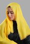 Yellow Wedding Prayer Hijab Scarf with Cut Fiber Beads and Lacing 202213_59 - 2