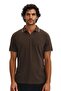Ar-Ma Men's Polo Collar T-Shirt Unprinted Basic Regular Fit Double Collar Combed Cotton Pique Y31374356702 Khaki-H
