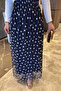 Navy Blue Polka Dot Chiffon Skirt with Elastic Waist - 3