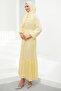 Yellow Floral Bronched Chiffon Dress - 5