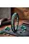 Green Madagascar Stone 316L Steel Interlocking Multi-Layer Braided Leather Men's Bracelet 40142B - 3