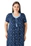 Women's Plus Size Elegant Collar Lace and String Detailed Ring Viscose Short Sleeve Nightgown (Mother's Nightgown) - 3