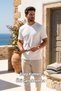 Men's White Plain Basic Flexible Crepe Wrinkle Fabric Thin T-Shirt 26Etshkrin - 6