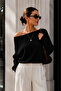 Regular Fit Open Shoulder Boat Neck Knitwear Sweater - 3