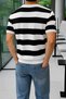 Men's Striped Knitwear T-Shirt, Crew Neck, Slim Fit, Summer Thin Texture - 3