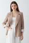 Women's Mink Striped Lined Blazer Jacket with Sleeve Detail - 4