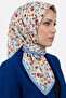 Women's White Blue Floral Organic Cotton Soft Scarf