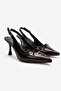 Women's Brown Pointed Toe Open Back Bow Detailed 8 cm Heeled Shoes Lorane - 3