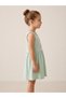 Girl's Heart Sim Printed Sleeveless Mint Green Dress - 2