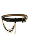 Women's Stylish Chain Charm Detailed 3 cm Black Crocodile Patterned Belt. Gold Buckle Pants, Shorts, Skirts, Jackets, Skirts, and Dresses Matching Set - 7