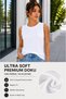 Women's Premium Cotton Basic T-Shirt Crew Neck Sleeveless Body - Fitted - 3
