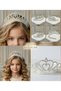 White Luxury Crystal Stone Tulle Light Felt Eva Fabric Metal Crown Princess Queen Tiara with Heart Motif - 2