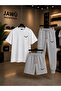 Eagle Printed Oversize Cotton Oversize T-Shirt-Shorts-Sweatpants Set