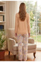 Women's V-Neck Lycra High Quality Pajama Set 100% Cotton - 4