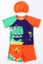 Boy's Shorts and Boneli Printed Sea and Pool Swimsuit Set M00827 Orange - 2