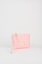 Women's Bellis Tweed Fabric Pink Lined Faux Leather Wrist Strap Portfolio Handbag and Clutch Bag - 2