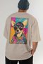 For Dog Lovers 37 Back Dog Print Beige Oversize T-Shirt 100% Cotton Unisex Dog Lover Premium Design - 6